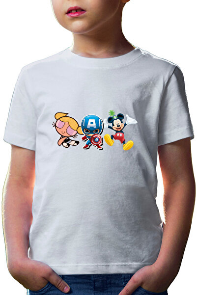 OEM Tricou copii Captain America Chibi Small Cute Mickey Mouse Powerpuff