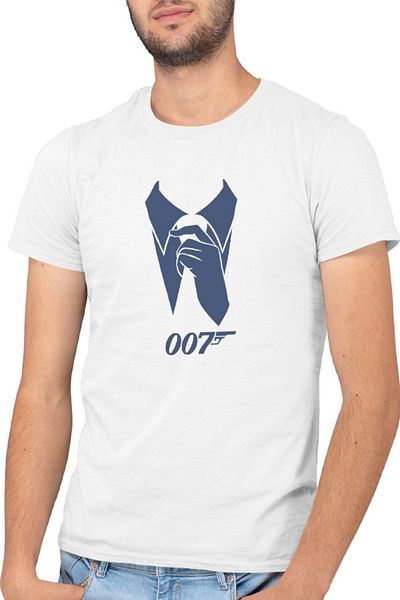 OEM Men's James Bond White Collar Ian Fleming MI5 T-shirt