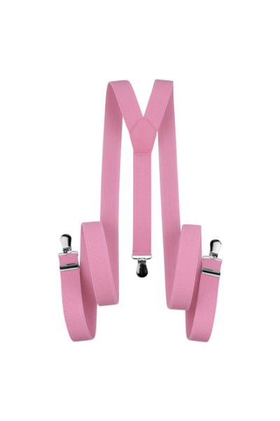 OEM Women's Narrow Suspenders with Metal Clips, 1.5cm, Pink