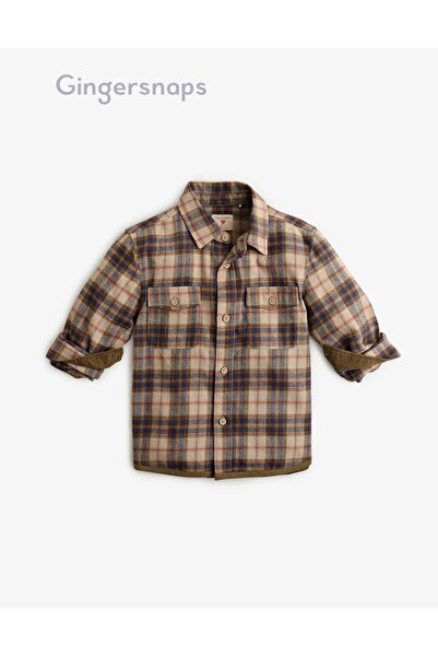 Gingersnaps قميص منقوش للأولاد مع جيب على الصدر