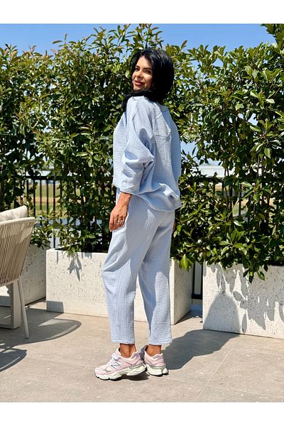 RAMONA BADESCU EXCLUSIVE Muslin set with loose blouse and tapered pants