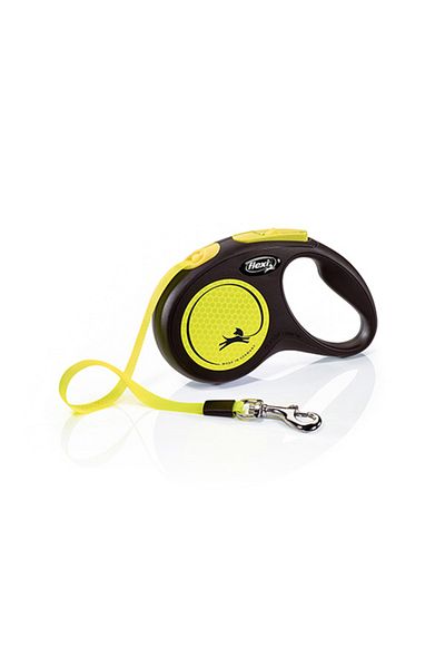 Flexi Neon Reflective Strip Automatic Dog Walking Collar Small Yellow 5 Mt