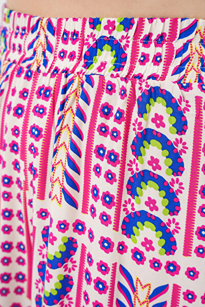 Bigdart Women's Patterned Viscose Trousers 6749 - Fuchsia