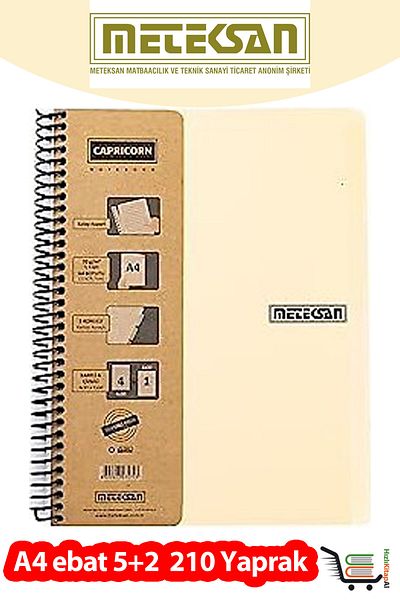 Meteksan Capricorn Series A4 Size Thread Separated Spiral Plastic Cover School Notebook
