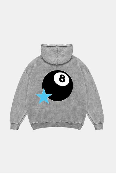 Bak Moda Star Eight Ball Printed Women's Washed White Hoodie