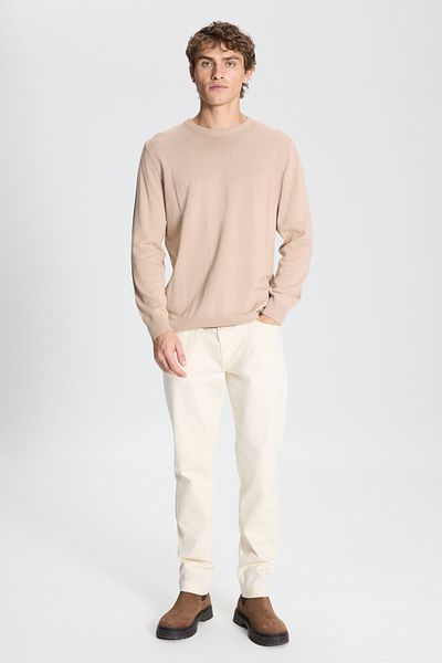AC&Co / Altınyıldız Classics Men's Beige Melange Standard Fit Normal Cut Crew Neck Cotton Knitwear Sweater