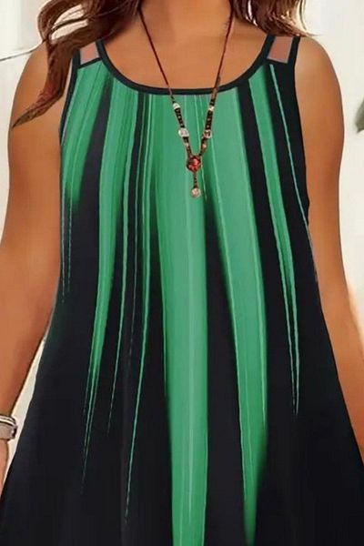 Mossta Double Strap Asymmetrical Cut Single Jersey Dress - Green