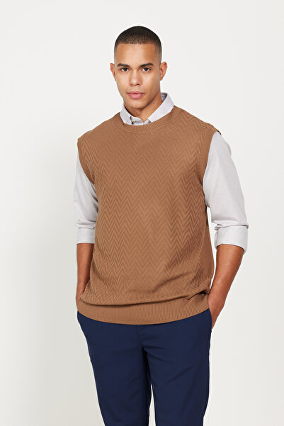 AC&Co / Altınyıldız Classics Men's Khaki Standard Fit Regular Cut Half Turtleneck Wool Knitwear Sweater