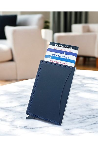 CRONDER Genuine Leather Men's Wallet - Automatic Mechanism Card Holder