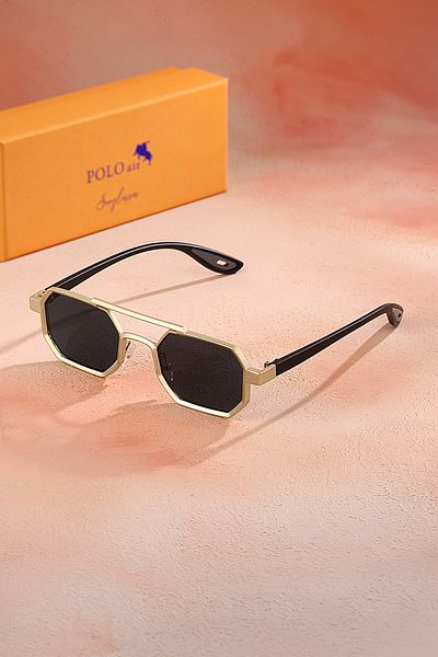 Polo Air Uv400 Protection Metal Frame Plastic Handle Unisex Sunglasses Gold Black Color Plg-2102C4