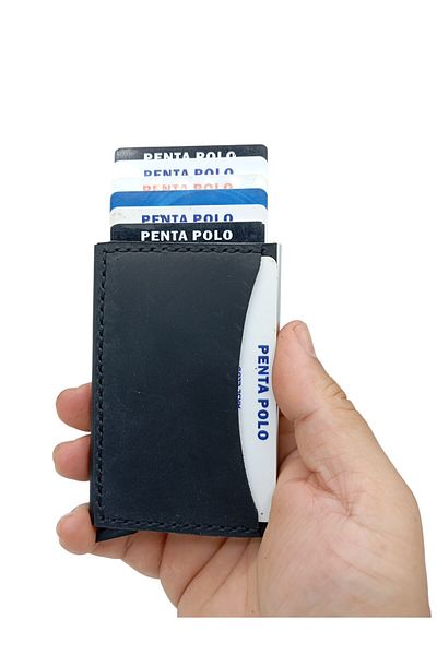CRONDER Genuine Leather Men's Wallet - Automatic Mechanism Card Holder