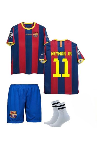 seonglobal Комплект детски фланелки Neymar Jr. с бордо фланелка 2011 Барселона, 3 части: фланелка + шорти + гривна