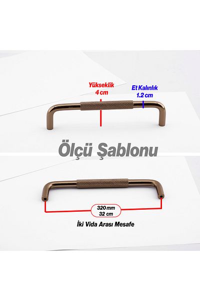 Badem10 Serrated 320 mm 32 cm Furniture Drawer Bronze Metal Handle Wardrobe Cabinet Modern Cover Handles