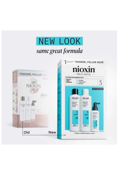 Nioxin System 3 Hair Color Set, Shampoo 150 ml + Conditioner 150 ml + Leave-in Treatment 50 ml