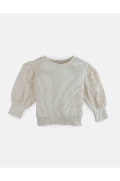 Gingersnaps Solid Ribbed Long Sleeve Girls' Blouse with Puff Sleeves