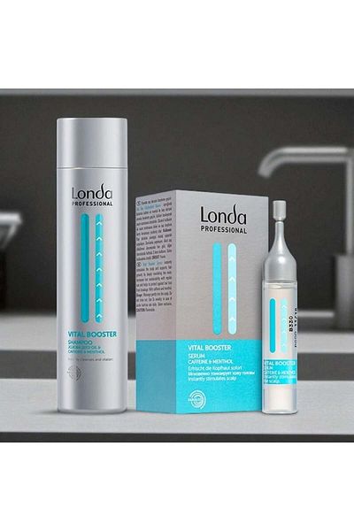 Londa Professional Pachet Vital Booster – Șampon energizant 250 ml Ser anti-cădere a părului 6x9 ml
