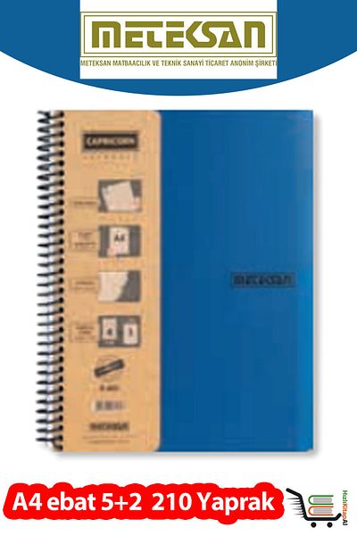 Meteksan Capricorn Series A4 Size Thread Separated Spiral Plastic Cover School Notebook