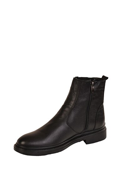 MODAONN Ανδρικές δερμάτινες μπότες με γούνα με φερμουάρ