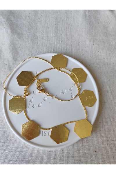 İLKYAZ Accessories Steel Geometric Shaped Plate Necklace
