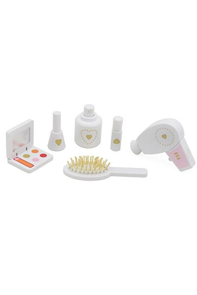 PROCART Set de toaletă pentru fete, oglindă și scaun din lemn, 5 accesorii pentru păr și machiaj