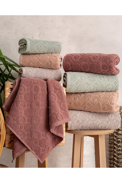 Hazangülü Buldan Production Dowry Deluxe Jacquard Domino 4-Piece Bath Towel I 70X140