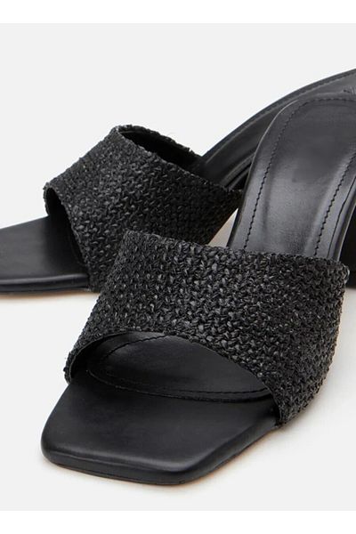 leopar by çetinay 38 Lina |   Papuci de damă cu toc cu detalii din paie – model de pantofi casual de vară, confortabili și la modă