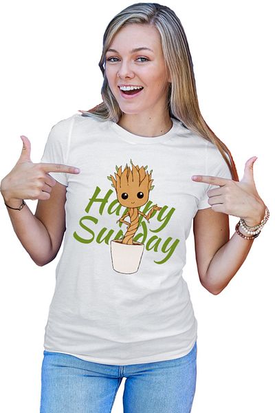 OEM Tricou dama Baby Groot Sunday Happy Marvel DC Happy Smile