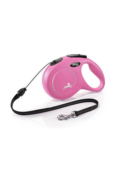 Flexi New Classic Rope Automatic Dog Walking Collar Medium Pink 8 Mt
