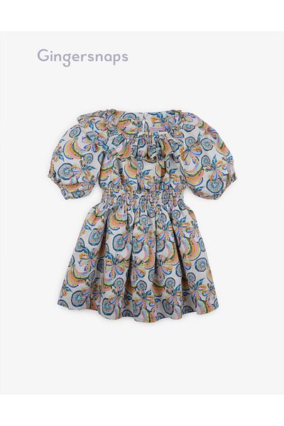 Gingersnaps Girls' Short Sleeve Cinched Floral Dress