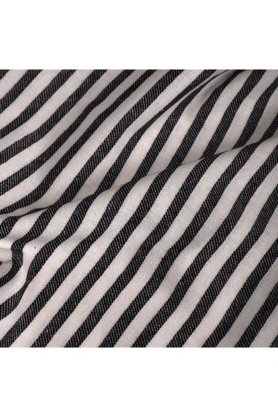 shules collection Μαύρο Ριγέ Λινό Ύφασμα- Πλυμένο Λινό Ύφασμα 100x230cm