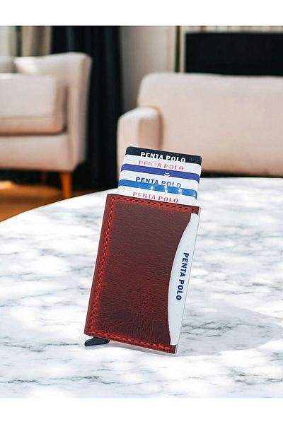 CRONDER Genuine Leather Men's Wallet - Automatic Mechanism Card Holder