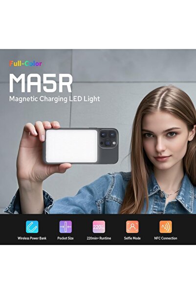 Godox 2-in-1 Phone Selfie Light & Magnetic Power Bank - RGB Mobile Photography light (MA5R White)