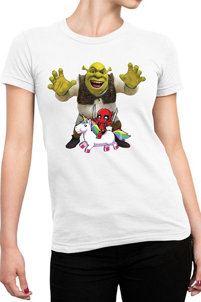 OEM Tricou dama Shrek Deadpool Scary Unicorn