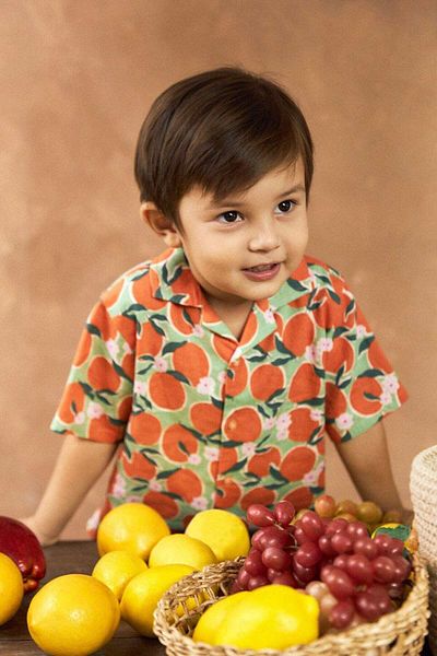 Gingersnaps Boys' Short Sleeve Polo Shirt with Fruit Print