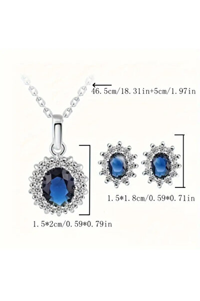 Atılgan Grp French Style Fashion Sky Blue Color Sunflower Jewelry Set, Necklace and Earrings Set