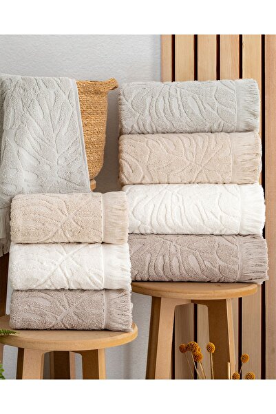 Hazangülü Buldan Üretimi Dowry Deluxe Jacquard Crete 4-Piece Bath Towel I 70X140