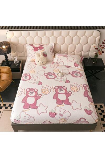 trendyhome Cocolino Duvet Cover, 180 x 200 Cm, Teddy Bear, Pink/White, J22006