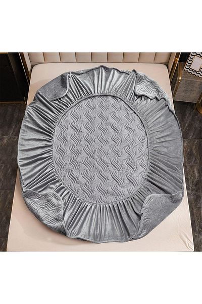 trendyhome Quilted Bed Cover with Elastic, Topper, 180 x 200cm, Grey, J23504