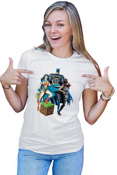 OEM Tricou dama Wonder Woman Minecraft Grass Cube Batman Fortnite Dance