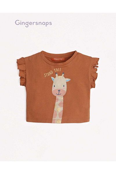 Gingersnaps Girls' Short Sleeve Giraffe Print T-Shirt