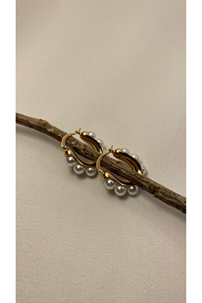 SEYAS JEWELRY ALTIN KAPLAMA İNCİLİ HALKA KÜPE GOLD