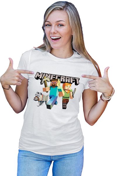 OEM Tricou dama Minecraft Go Mining Gold Power Red Stone Farm