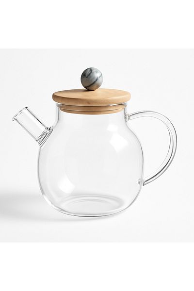 TSUMAB JR Amber Glass Teapot – Elegant Heat-Resistant Tea Pot with Handle