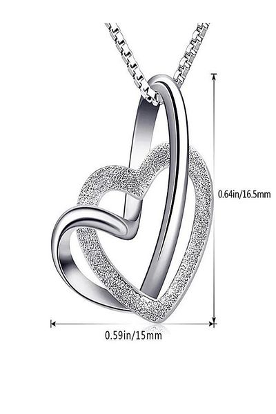 JustZEN Lant argintiu, JustZen™, Double Heart, 45 cm, cu pandantiv