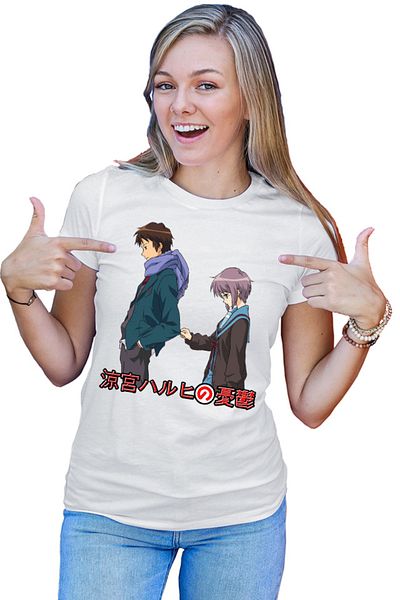 OEM Tricou dama Haruhi Suzumiya Kyon Yuki School Tanigawa Nagaru