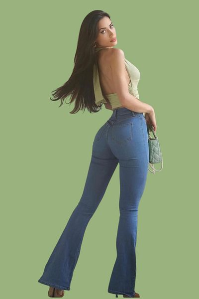 byhaziran butik Colette Medium Blue High Waist Flare Jeans