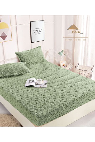 trendyhome Cocolino bed cover, Knitted, 180 x 200 cm, Green, UNI, J12169
