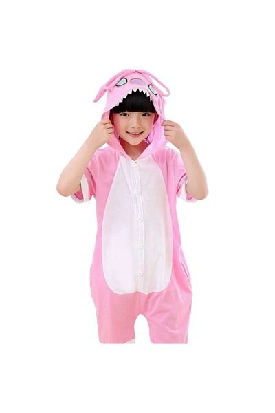 zzz sleep good sleeping !!! Short jumpsuit pajamas, bunny pattern, pink color KIGURUMI
