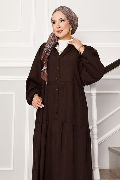 EBRUTESETTÜR Half Button Front Folded Dress