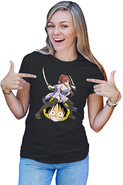 OEM Tricou dama Fairy Tail Erza Scarlet One Piece Luffy Anime Couple